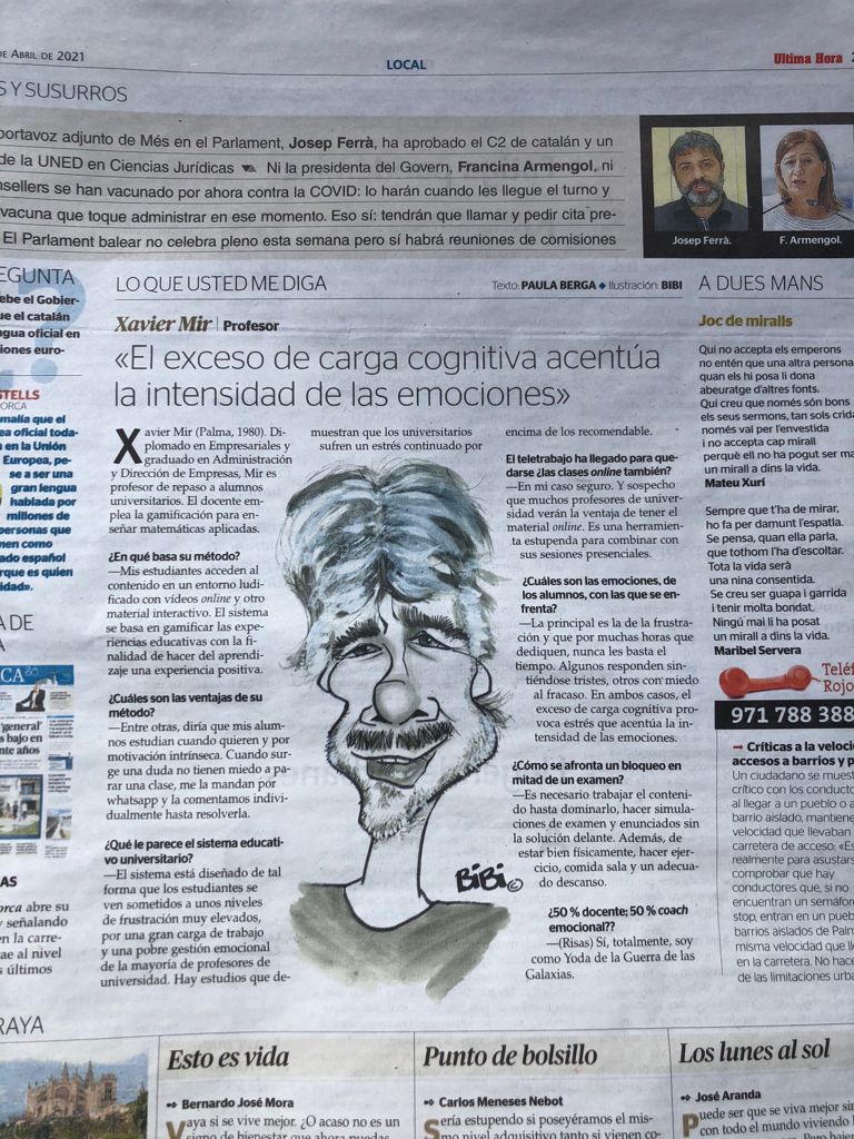 Entrevista en Ultima Hora a Xavi Mir, director de la academia universitaria Foligade